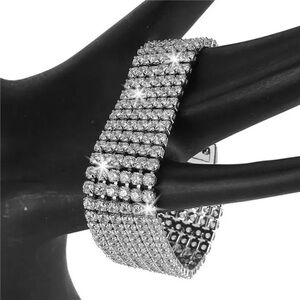 6-Line BLING Fancy Cz Diamond Tennis Line statement ladies Bracelet Silver New